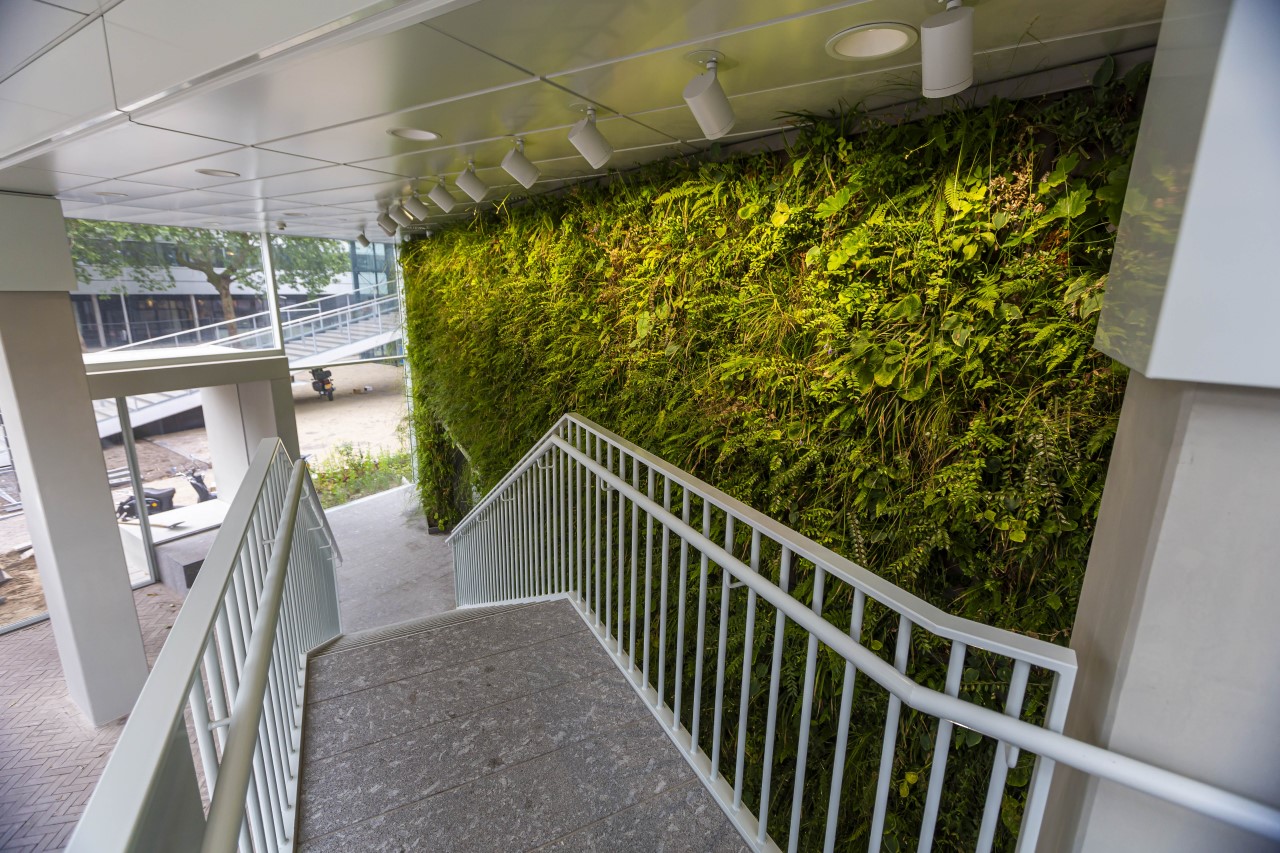 Bovenaanzicht groene gevel Het Platform Utrecht